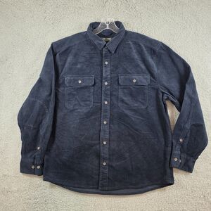 Line of Trade Shirt Jacket Men's Dark Blue Corduroy Button Up Size 2XL
